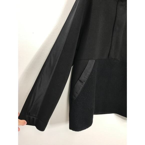 Club Monaco Men's Fleece Panelled Tech-Jersey Sweatshirt Black Large Warm Comfy - Picture 4 of 12